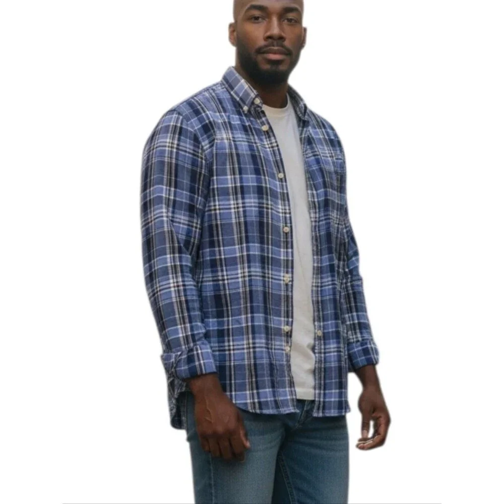 Ralph Lauren Polo Blue Plaid Butron Down Shirt